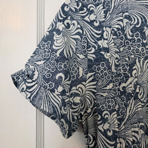 Faherty Linen Blend Gemina Tunic Dress – Size M – Cream, Blue - Picture 3 of 6